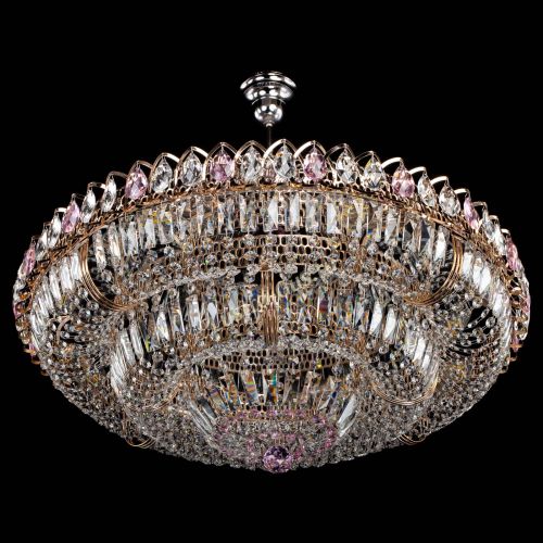Люстра Двойное кольцо пластинка с подвесом Розовая в Кирове Гусь Хрустальный