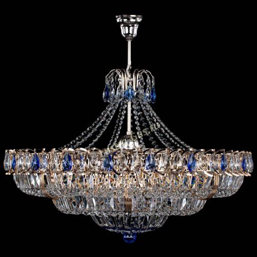 Люстра Двойное кольцо пластинка с подвесом Синяя в Кирове Гусь Хрустальный