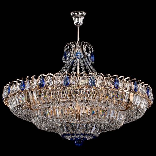 Люстра Двойное кольцо пластинка с подвесом Синяя в Кирове Гусь Хрустальный