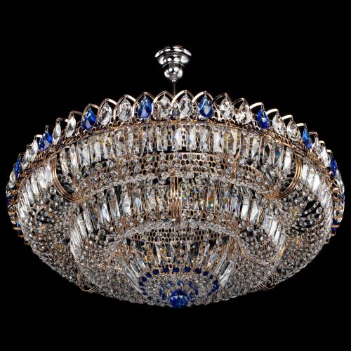 Люстра Двойное кольцо пластинка с подвесом Синяя в Кирове Гусь Хрустальный