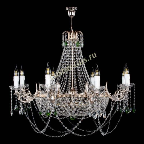 Люстра Елизавета №13 зеленая в Кирове Гусь Хрустальный