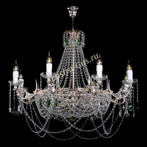Люстра Елизавета №13 зеленая в Кирове Гусь Хрустальный