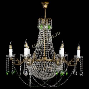 Люстра рожковая Елизавета малая №9 под бронзу Зеленая