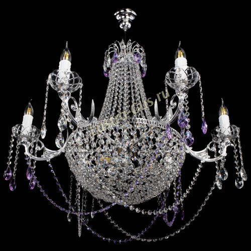 Люстра Елизавета малая №9 фиолетовая в Кирове Гусь Хрустальный