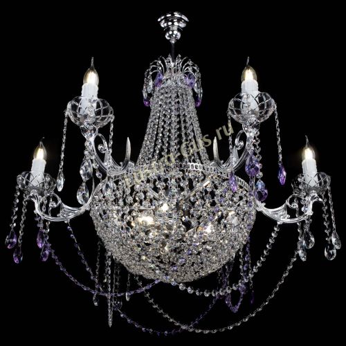 Люстра Елизавета малая №9 фиолетовая в Кирове Гусь Хрустальный