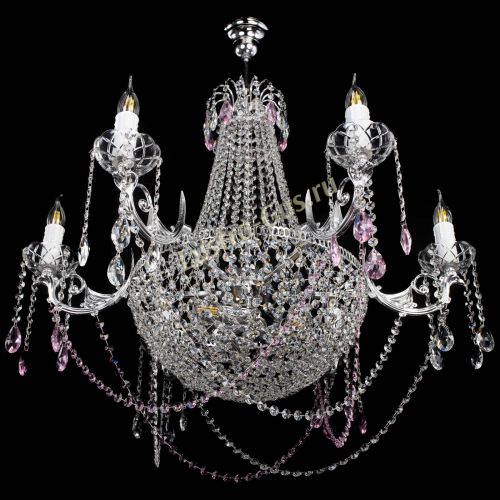 Люстра Елизавета малая №9 розовая в Кирове Гусь Хрустальный