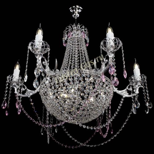 Люстра Елизавета малая №9 розовая в Кирове Гусь Хрустальный