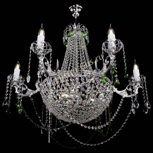 Люстра Елизавета малая №9 зеленая в Кирове Гусь Хрустальный