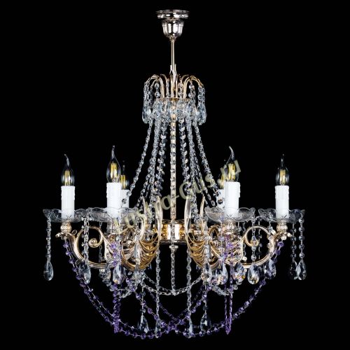 Люстра Елизавета малая Фиолетовая (рожки - металл) в Кирове Гусь Хрустальный
