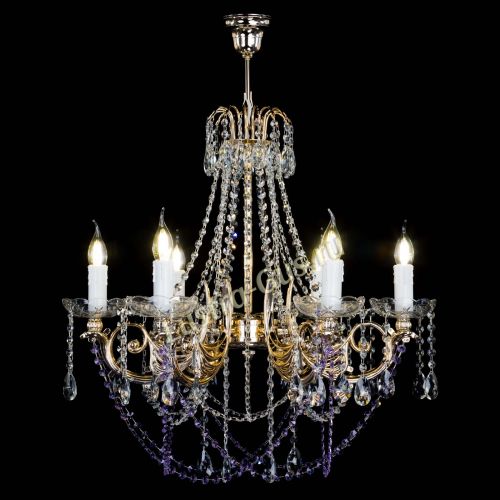 Люстра Елизавета малая Фиолетовая (рожки - металл) в Кирове Гусь Хрустальный