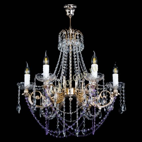 Люстра Елизавета малая Фиолетовая (рожки - металл) в Кирове Гусь Хрустальный