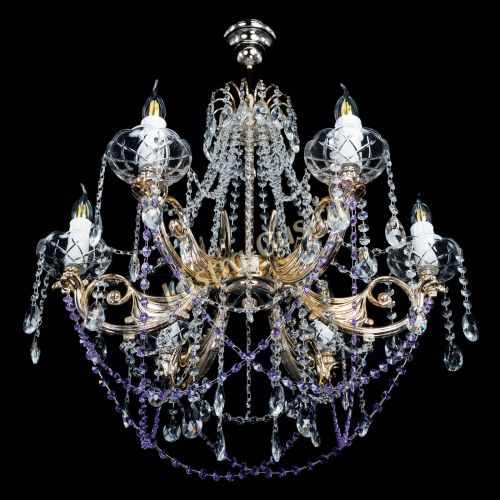 Люстра Елизавета малая Фиолетовая (рожки - металл) в Кирове Гусь Хрустальный