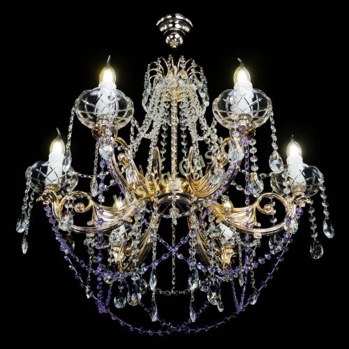 Люстра Елизавета малая Фиолетовая (рожки - металл) в Кирове Гусь Хрустальный