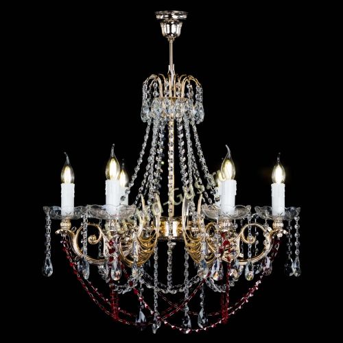 Люстра Елизавета малая Красная (рожки - металл) в Кирове Гусь Хрустальный