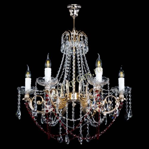 Люстра Елизавета малая Красная (рожки - металл) в Кирове Гусь Хрустальный