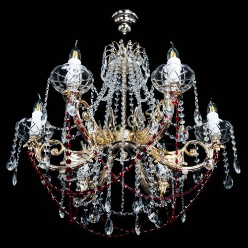 Люстра Елизавета малая Красная (рожки - металл) в Кирове Гусь Хрустальный