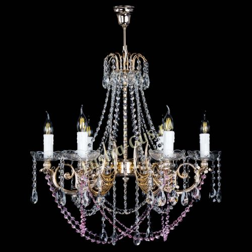 Люстра Елизавета малая Розовая (рожки - металл) в Кирове Гусь Хрустальный