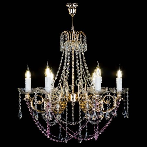 Люстра Елизавета малая Розовая (рожки - металл) в Кирове Гусь Хрустальный