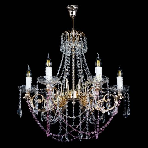 Люстра Елизавета малая Розовая (рожки - металл) в Кирове Гусь Хрустальный