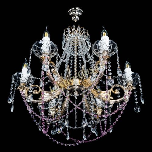 Люстра Елизавета малая Розовая (рожки - металл) в Кирове Гусь Хрустальный