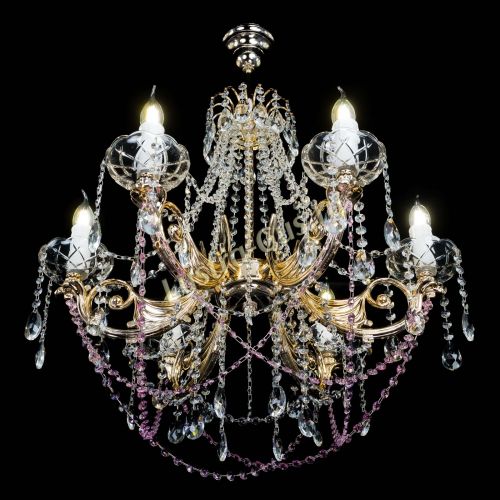 Люстра Елизавета малая Розовая (рожки - металл) в Кирове Гусь Хрустальный