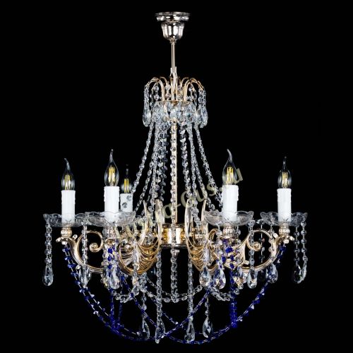 Люстра Елизавета малая Синяя (рожки - металл) в Кирове Гусь Хрустальный