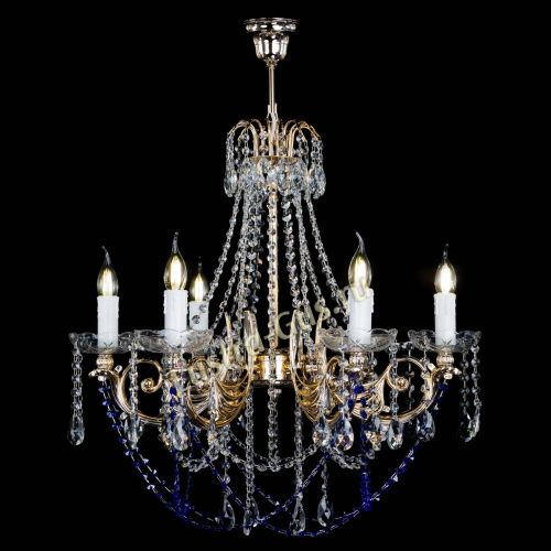 Люстра Елизавета малая Синяя (рожки - металл) в Кирове Гусь Хрустальный