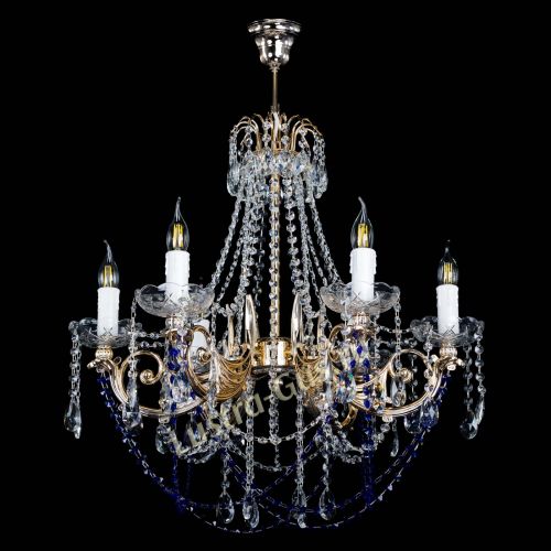 Люстра Елизавета малая Синяя (рожки - металл) в Кирове Гусь Хрустальный
