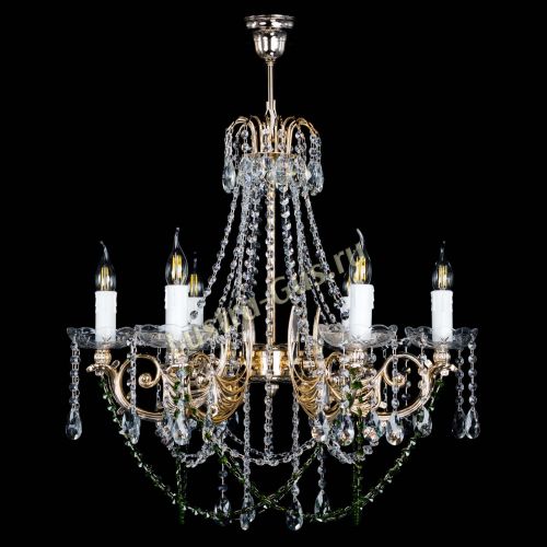 Люстра Елизавета малая Зеленая (рожки - металл) в Кирове Гусь Хрустальный