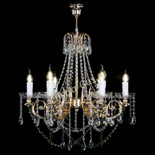 Люстра Елизавета малая Зеленая (рожки - металл) в Кирове Гусь Хрустальный