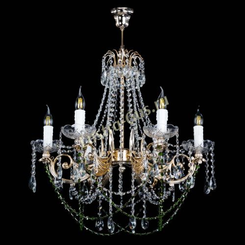 Люстра Елизавета малая Зеленая (рожки - металл) в Кирове Гусь Хрустальный