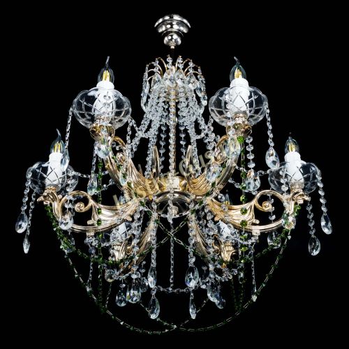 Люстра Елизавета малая Зеленая (рожки - металл) в Кирове Гусь Хрустальный