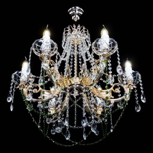 Люстра Елизавета малая Зеленая (рожки - металл) в Кирове Гусь Хрустальный