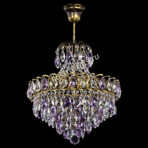 Люстра Грация с подвесом под бронзу Фиолетовая в Кирове Гусь Хрустальный