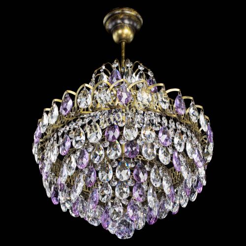 Люстра Грация с подвесом под бронзу Фиолетовая в Кирове Гусь Хрустальный