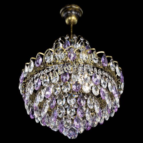 Люстра Грация с подвесом под бронзу Фиолетовая в Кирове Гусь Хрустальный