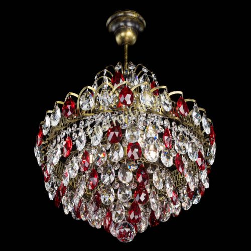 Люстра Грация с подвесом под бронзу Красная в Кирове Гусь Хрустальный
