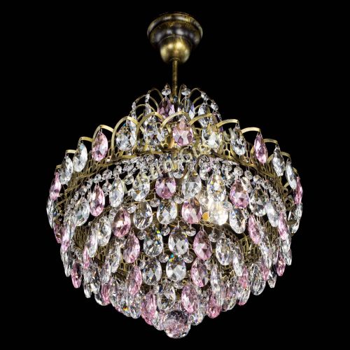 Люстра Грация с подвесом под бронзу Розовая в Кирове Гусь Хрустальный