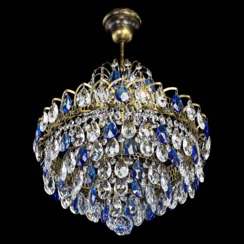 Люстра Грация с подвесом под бронзу Синяя в Кирове Гусь Хрустальный