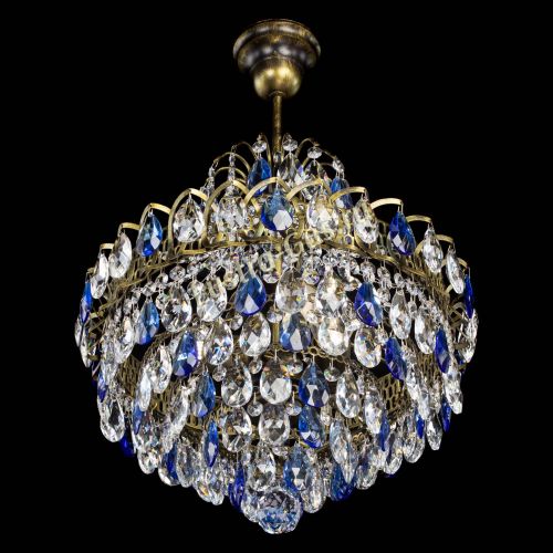 Люстра Грация с подвесом под бронзу Синяя в Кирове Гусь Хрустальный