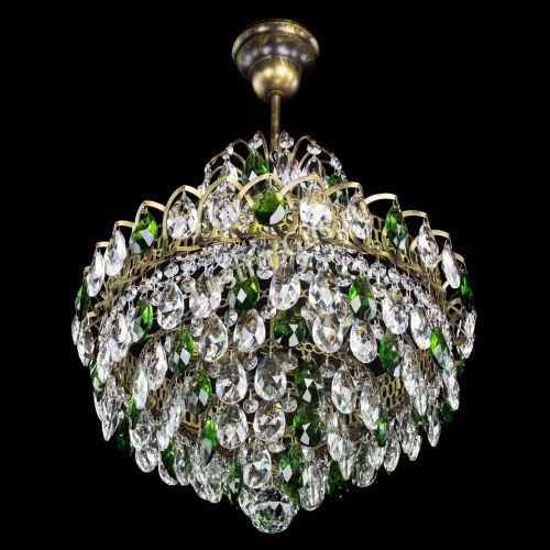 Люстра Грация с подвесом под бронзу Зеленая в Кирове Гусь Хрустальный