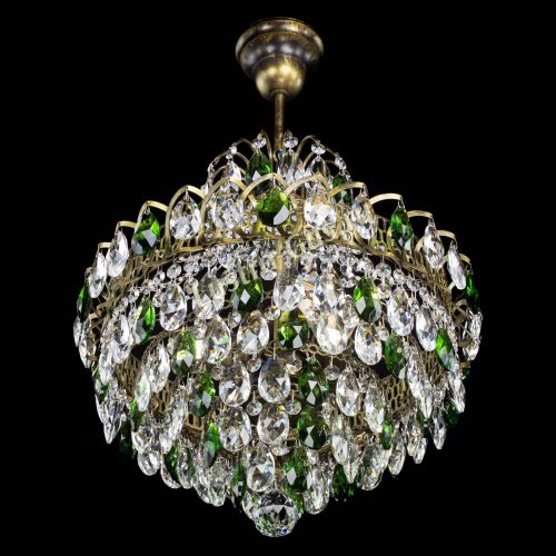 Люстра Грация с подвесом под бронзу Зеленая в Кирове Гусь Хрустальный