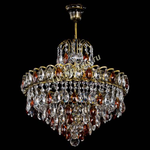 Люстра Грация №5 с подвесом под бронзу Чайная в Кирове Гусь Хрустальный