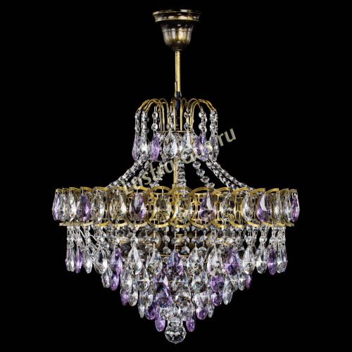 Люстра Грация №5 с подвесом под бронзу Фиолетовая в Кирове Гусь Хрустальный