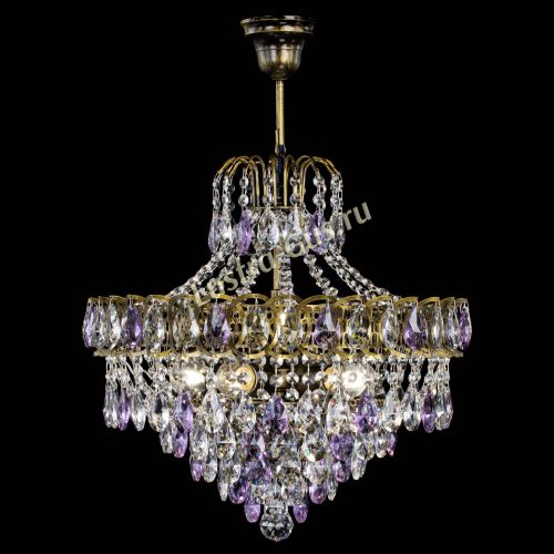 Люстра Грация №5 с подвесом под бронзу Фиолетовая в Кирове Гусь Хрустальный