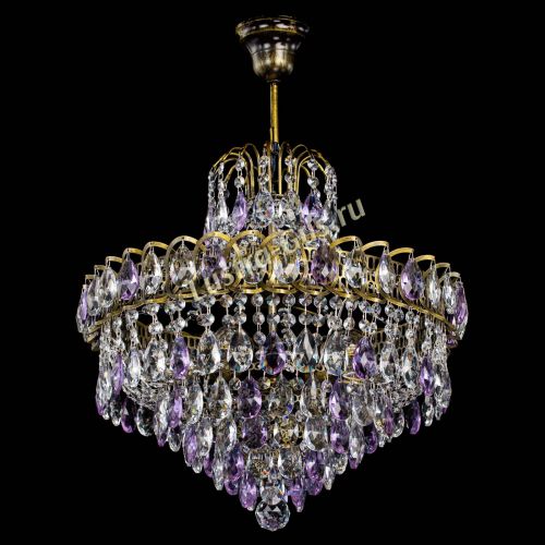 Люстра Грация №5 с подвесом под бронзу Фиолетовая в Кирове Гусь Хрустальный