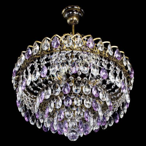 Люстра Грация №5 с подвесом под бронзу Фиолетовая в Кирове Гусь Хрустальный