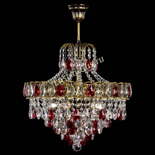 Люстра Грация №5 с подвесом под бронзу Красная в Кирове Гусь Хрустальный