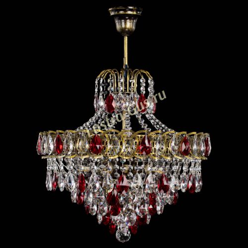 Люстра Грация №5 с подвесом под бронзу Красная в Кирове Гусь Хрустальный