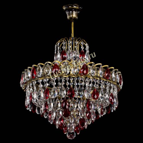 Люстра Грация №5 с подвесом под бронзу Красная в Кирове Гусь Хрустальный